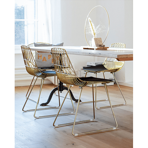 Conjunto de 2 cadeiras de jantar HARLAN Metal Dourado