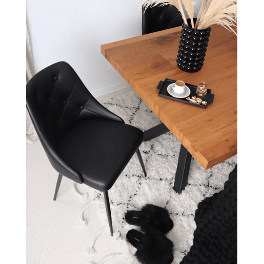 Conjunto de 2 cadeiras de jantar VALERIE Pele sintética Preto