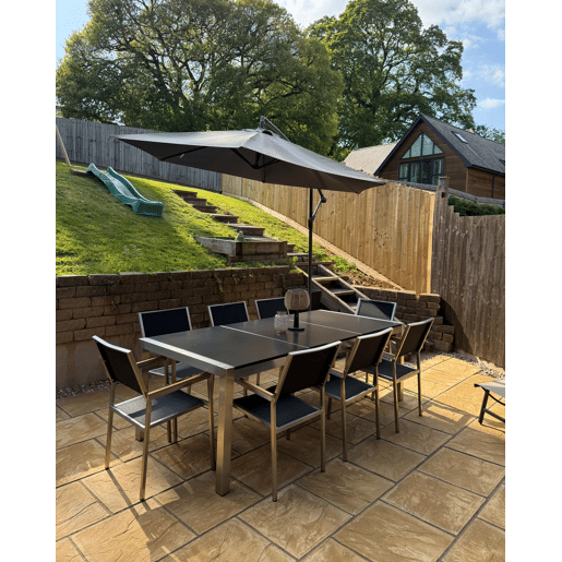 Mesa de refeição de jardim GROSSETO 220 cm 100 cm Flameado Granito Cinzento grafite