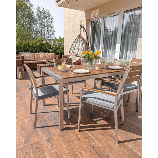 Conjunto de refeições de jardim 6 lugares VERNIO Castanho