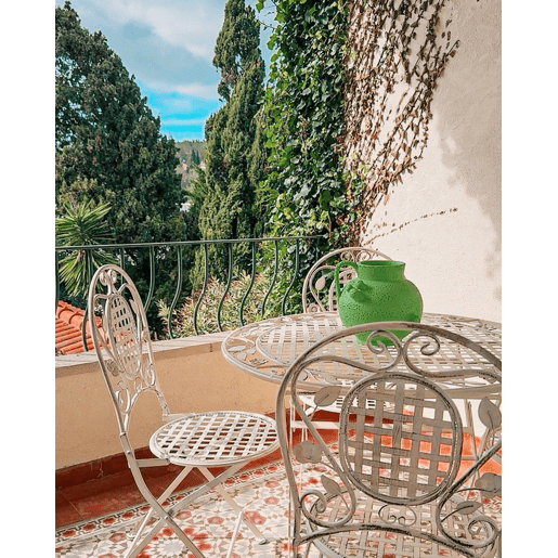 Conjunto de refeições de jardim 4 lugares BIVIO Dobrável Metal Branco creme Conjunto de refeições de jardim 4 lugares BIVIO Dobrável Metal Branco creme