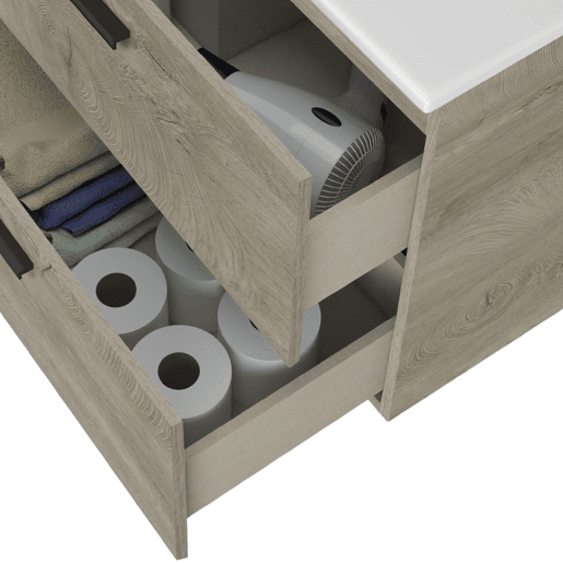 Móvel de casa de banho Aruba 60 com espelho Roble Alaska Mueble:60Espejo:57,5 x Mueble:57Espejo:80 x Mueble:45Espejo:1,8 cm