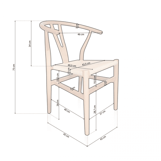 Conjunto de 2 cadeiras de jantar Kioto Luz natural 56 x 76 x 52 cm