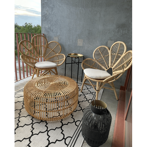 Conjunto de 2 cadeiras pavão FLORENTINE Rattan Natural