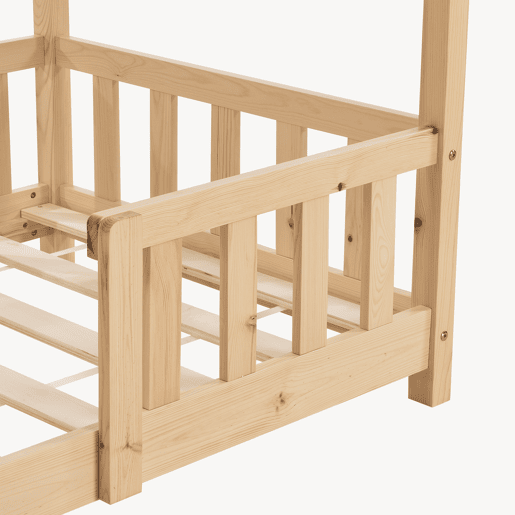 Cama de criança Treviolo em forma de casa pinho 90x200 cm - Natural en.casa
