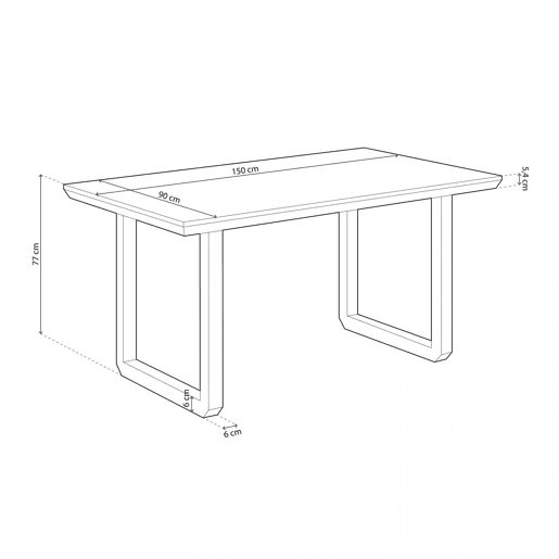 Mesa de jantar Roma Carvalho Mel - Preto 150 x 76 x 90 cm