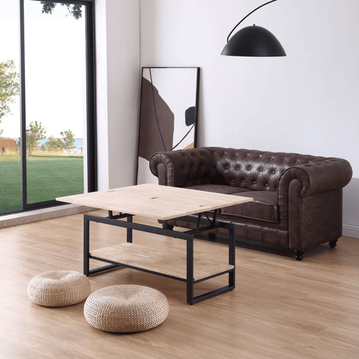 Mesa de centro extensÃvel Rens Preto - Carvalho 100 x 62 x 90 cm Mesa de centro extensÃvel Rens Preto - Carvalho 100 x 62 x 90 cm