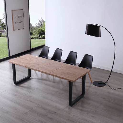 Mesa de jantar extensível Roma Carvalho Mel - Preto 220 x 80 x 77 cm