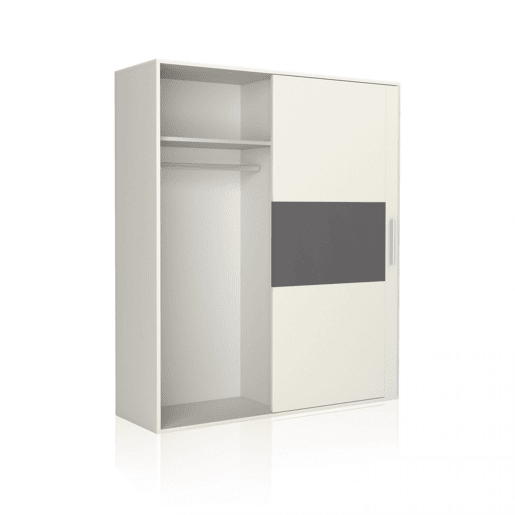 Roupeiro 2 portas de correr Uniq 180 Branco - Grafite 180 x 207,6 x 55 cm