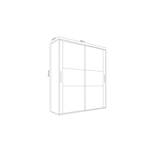 Roupeiro 2 portas de correr Uniq 180 Branco - Grafite 180 x 207,6 x 55 cm