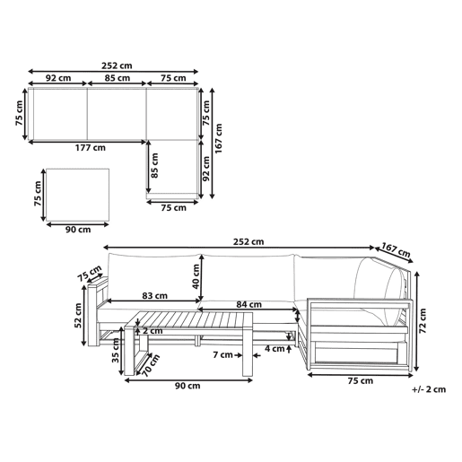 Conjunto de sofás de jardim de canto 4 lugares TIMOR à esquerda Madeira de Acácia certificada Castanho escuro
