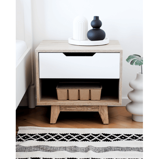 Mesa de cabeceira com gaveta SPENCER Branco