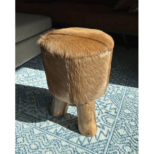 Tamborete KENT Pele Castanho dourado