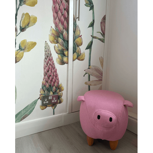 Tamborete animal PIGGY Tecido Rosa