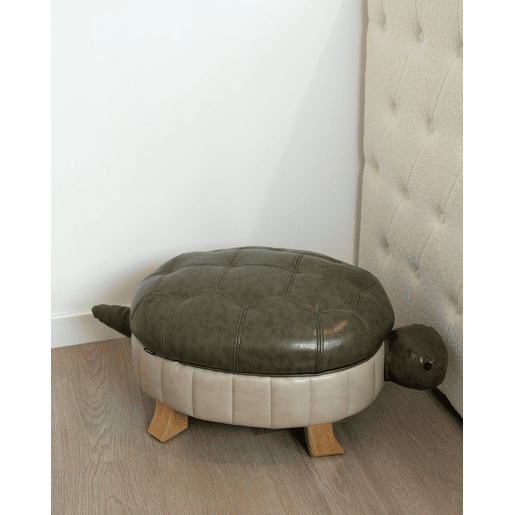 Tamborete animal TURTLE Pele sintética Verde escuro