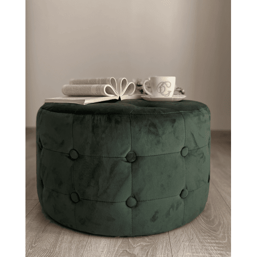 Pufe TAMPA Veludo Verde escuro 55 cm 55 cm 30 cm