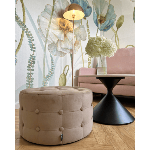 Pufe TAMPA Veludo Cor de areia 55 cm 55 cm 30 cm