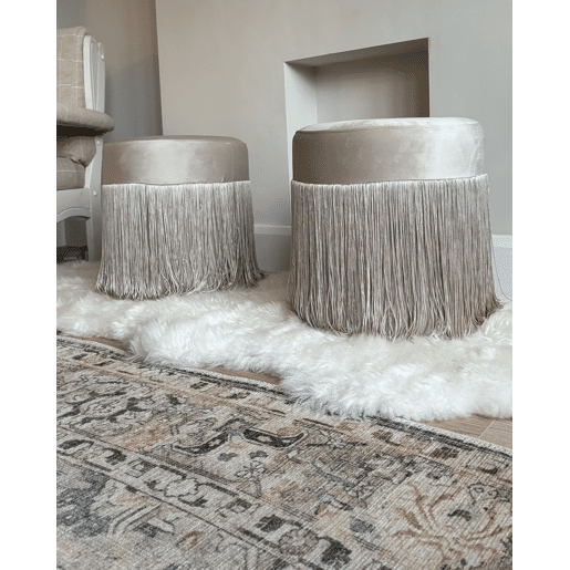 Pufe VIRGINIA Veludo Taupe 36 cm 36 cm 38 cm