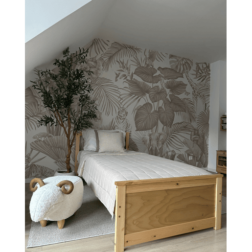 Tamborete animal LAMB Tecido Branco