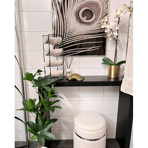 Conjunto de 2 tamboretes com arrumação CAMDENTON Veludo Branco creme 3631 cm 3631 cm 4438 cm