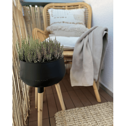 Vaso alto para plantas AGROS Metal 30 cm Preto