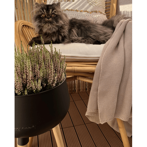 Vaso alto para plantas AGROS Metal 30 cm Preto