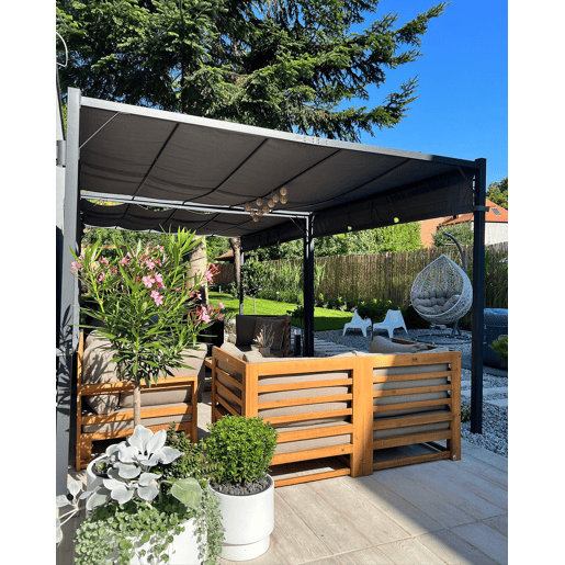 Pérgola de Jardim LED PARGA Metal 310 cm 310 cm Cinzento escuro