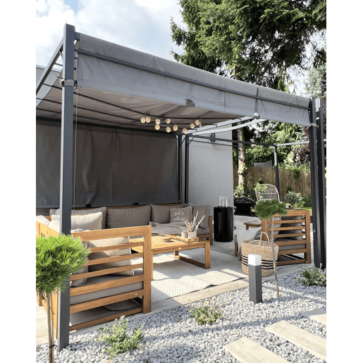 Pérgola de Jardim LED PARGA Metal 310 cm 310 cm Cinzento escuro