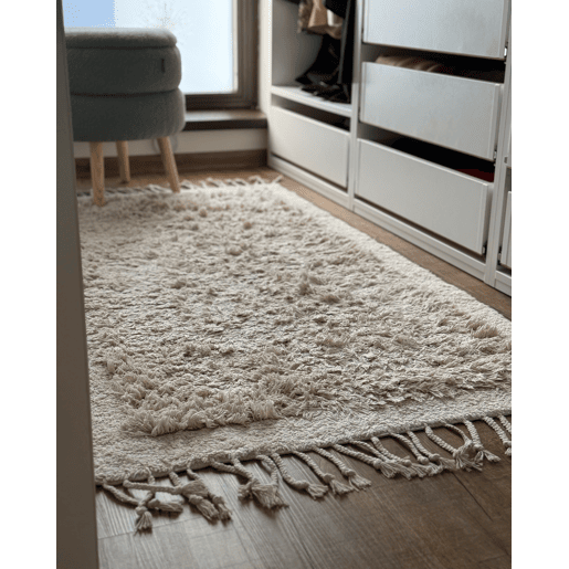 Tapete BITLIS Creme claro 80 x 150 cm Algodão