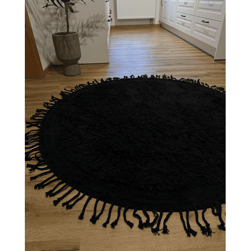 Tapete BITLIS Preto ø 140 cm Algodão