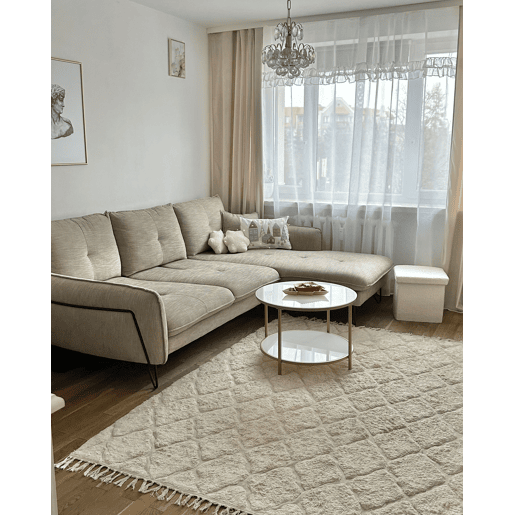 Tapete SILCHAR Creme 160 x 230 cm Algodão Tapete SILCHAR Creme 160 x 230 cm Algodão