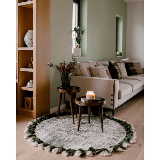 Tapete KAHTA Verde ø 120 cm Algodão