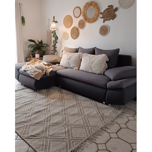 Tapete KACEM Creme 160 x 230 cm Algodão