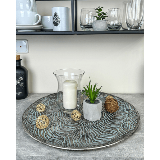 Bandeja decorativa KITNOS Metal Prateado