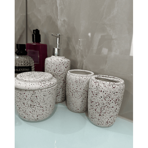 Conjunto de 6 acessórios para a casa de banho PALMILLA Cerâmica Branco creme