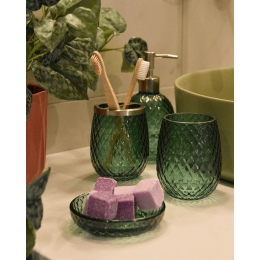 Conjunto de 4 acessórios para a casa de banho CANOA Vidro Verde