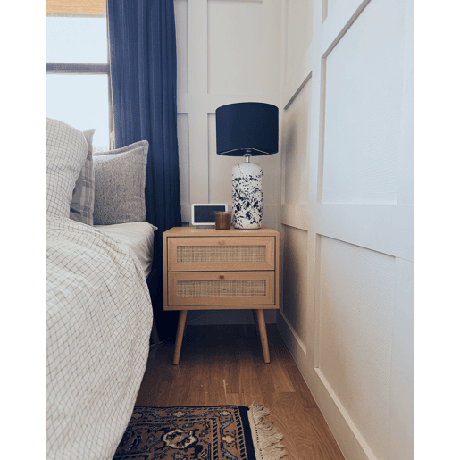 Mesa de cabeceira com 2 gavetas PEROTE Rattan Castanho claro