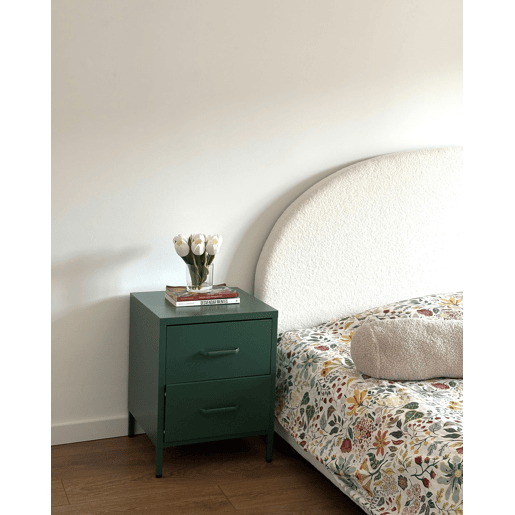 Mesa de cabeceira com 2 gavetas MALAVI Metal Verde
