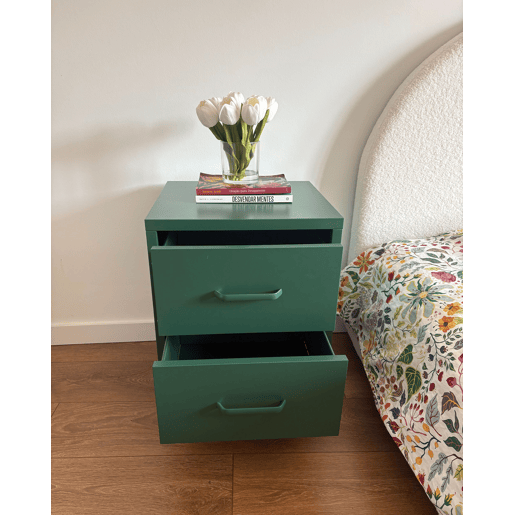 Mesa de cabeceira com 2 gavetas MALAVI Metal Verde