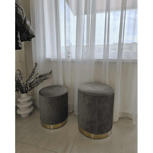 Conjunto de 2 tamboretes com arrumação MIRAMAR Veludo Cinzento 3531 cm 3531 cm 4439 cm
