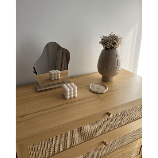 Cómoda 4 gavetas PEROTE Rattan Castanho claro