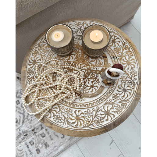 Mesa de apoio JAMBIA Mangueira de mangueira Branco creme