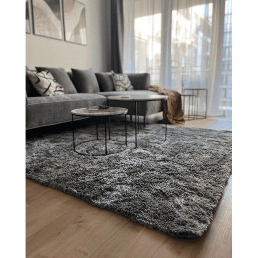 Tapete felpudo EVREN Cinzento escuro 200 x 200 cm