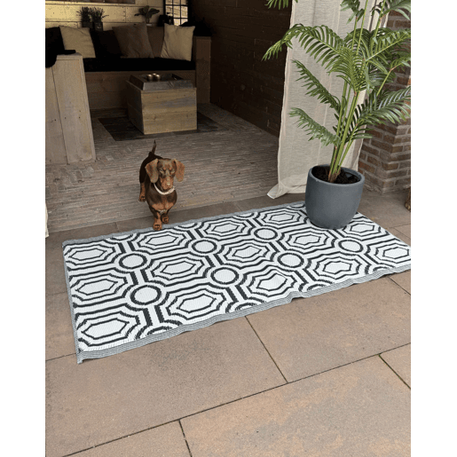Tapete de exterior BIDAR Preto 90 x 180 cm Reversível