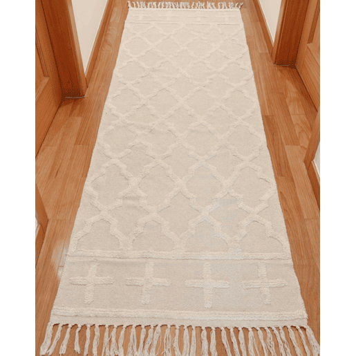 Tapete TOZLU Creme 80 x 230 cm Algodão