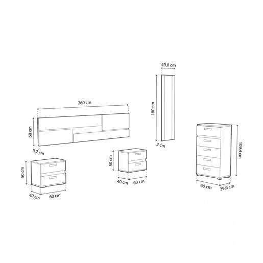 Quarto Ataneq Pure 5C Cambria - Grafite x x cm Quarto Ataneq Pure 5C Cambria - Grafite x x cm