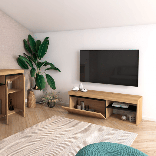Móvel TV Ebos 120 Carvalho Nude - Cinza 120 x 40 x 40 cm