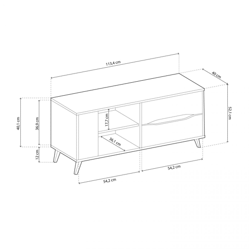 Mesa de TV Lizz 110 Acinzentado - Antracite 114 x 52 x 40 cm