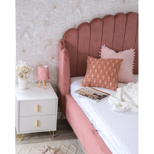 Cama Veludo AMBILLOU 180 x 200 cm Rosa