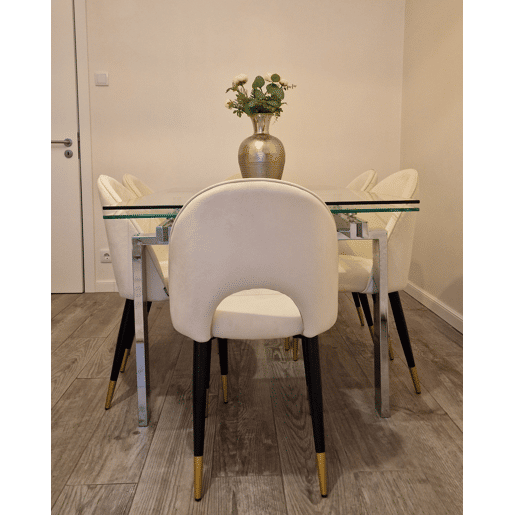 Conjunto de 2 cadeiras de jantar MAGALIA Veludo Creme